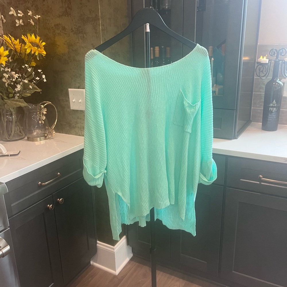 White Birch Light Green Knit Top